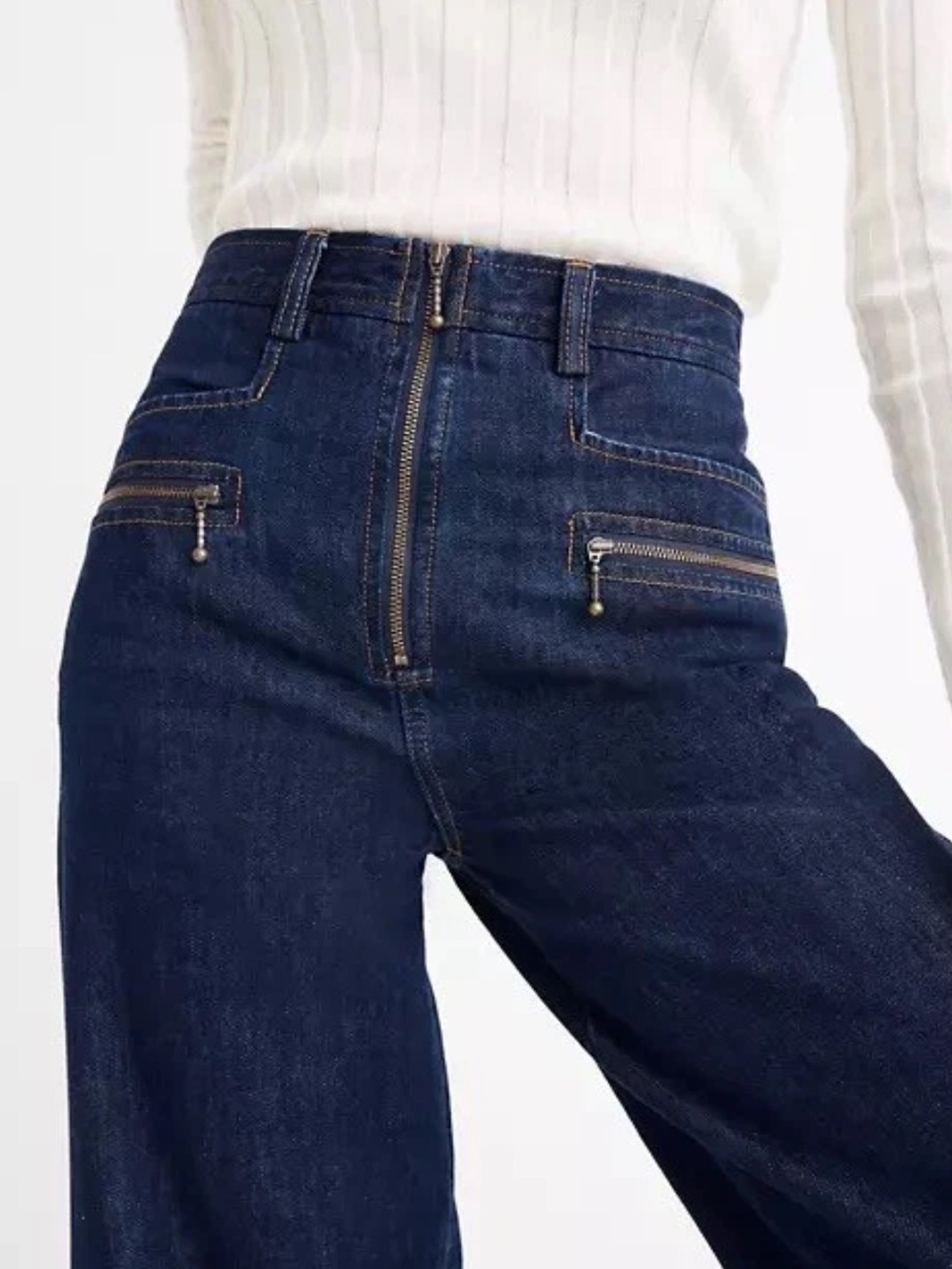 MADEWELL Karen Walker Blazar Zip Wide Leg Crop Jeans High Rise Size 25 NWT